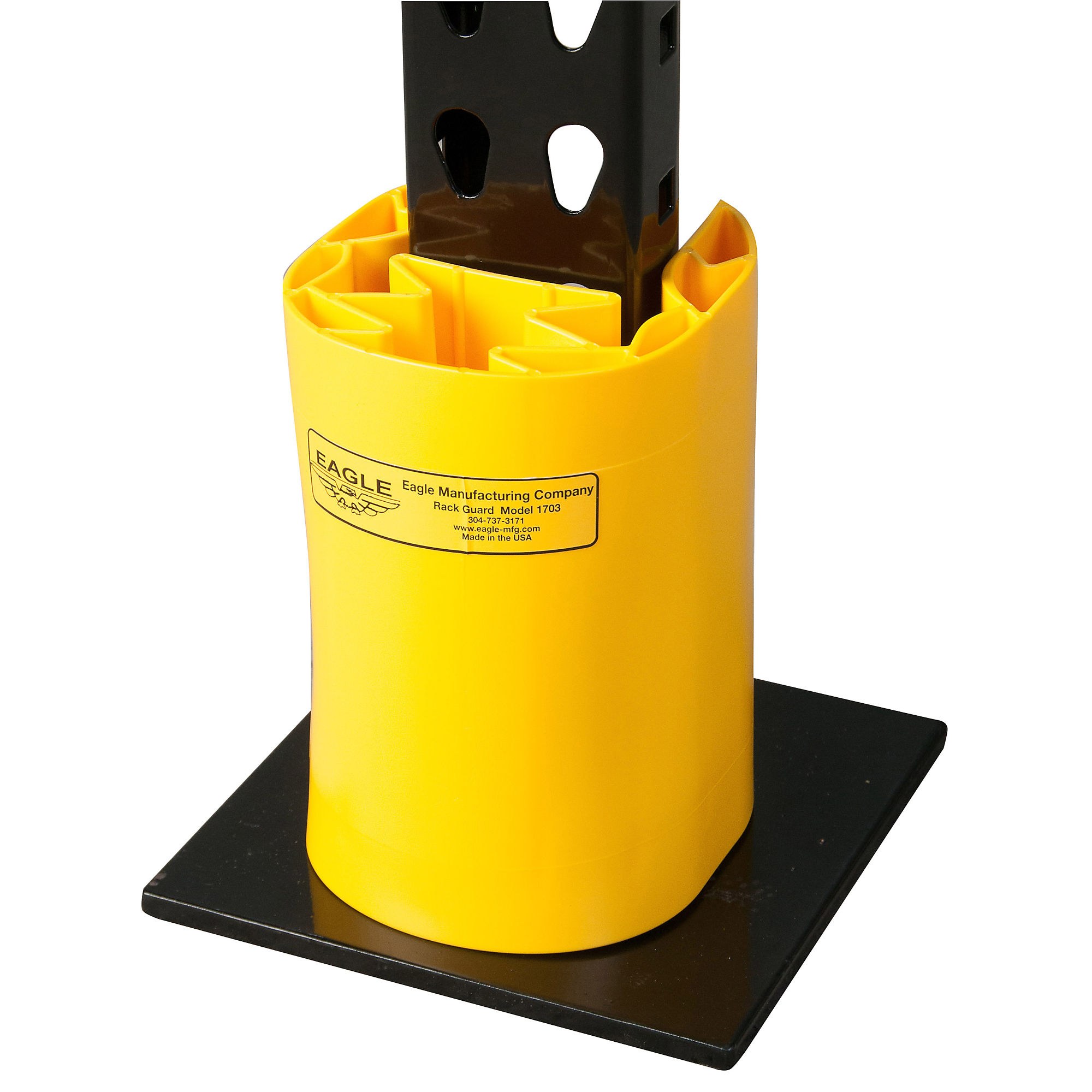 Eagle Rack Shelf Guard — 6in. x 5in. x 8in., Fits 1.5in. x 3in. Racking, Yellow HDPE, Model# 1702